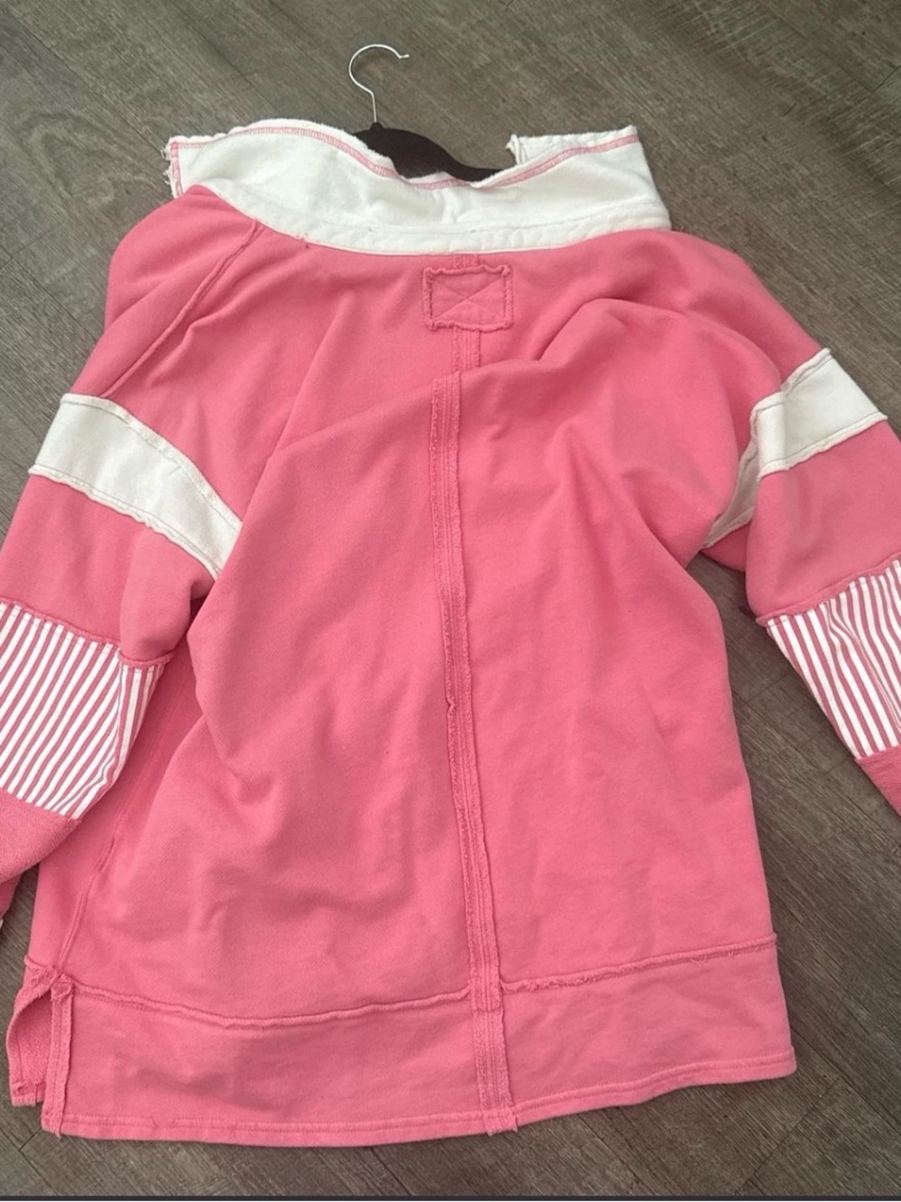 Free People Pink Striped Hooded Pullover - Picture 2 of 2